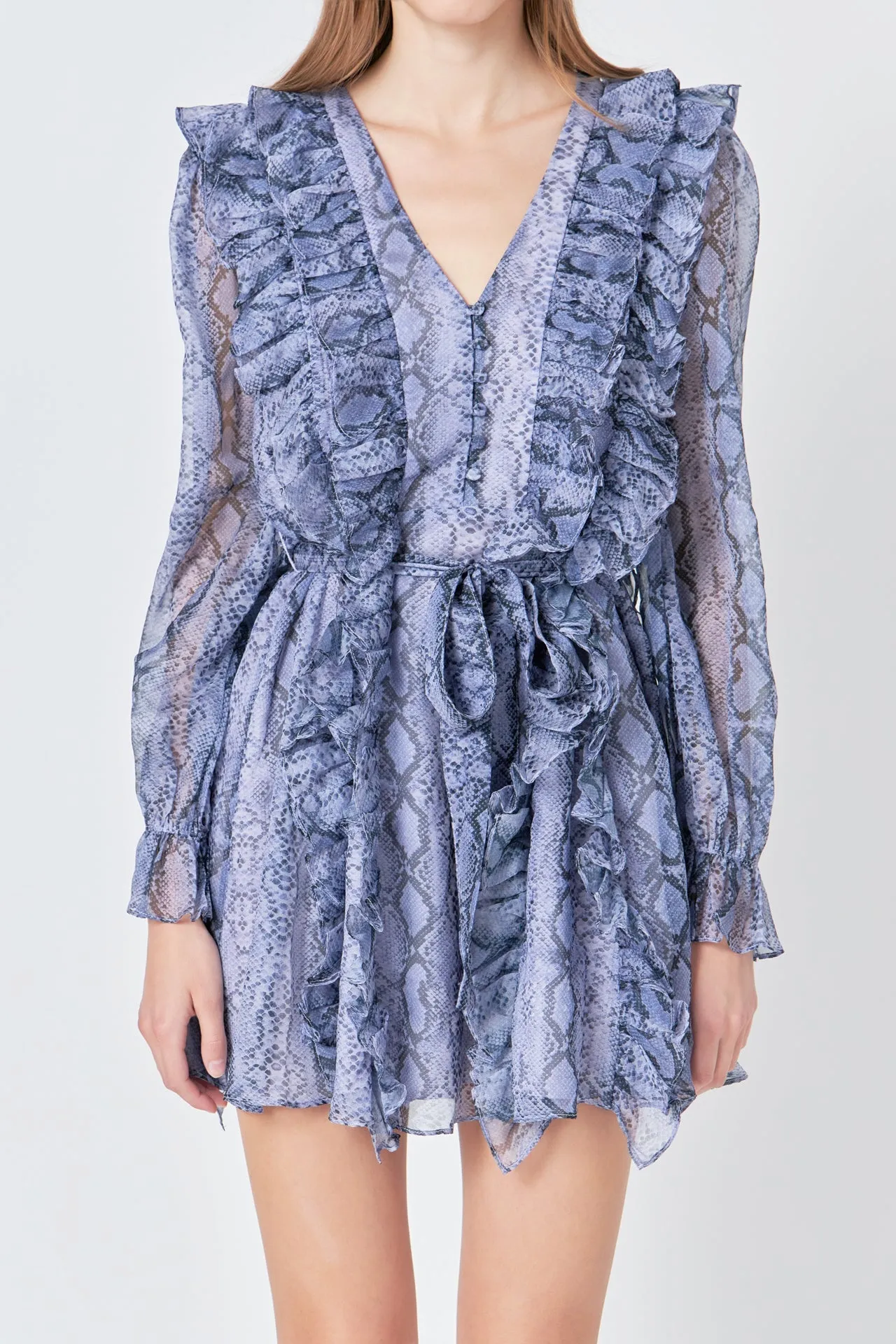 Endless Rose - Button Down Ruffle Mini Dress