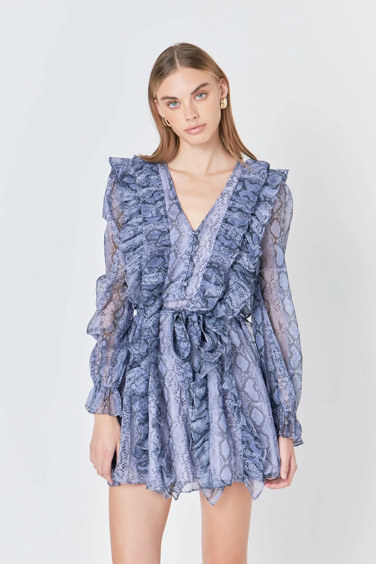 Endless Rose - Button Down Ruffle Mini Dress