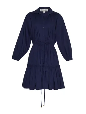 Evening blue cotton Robin dress