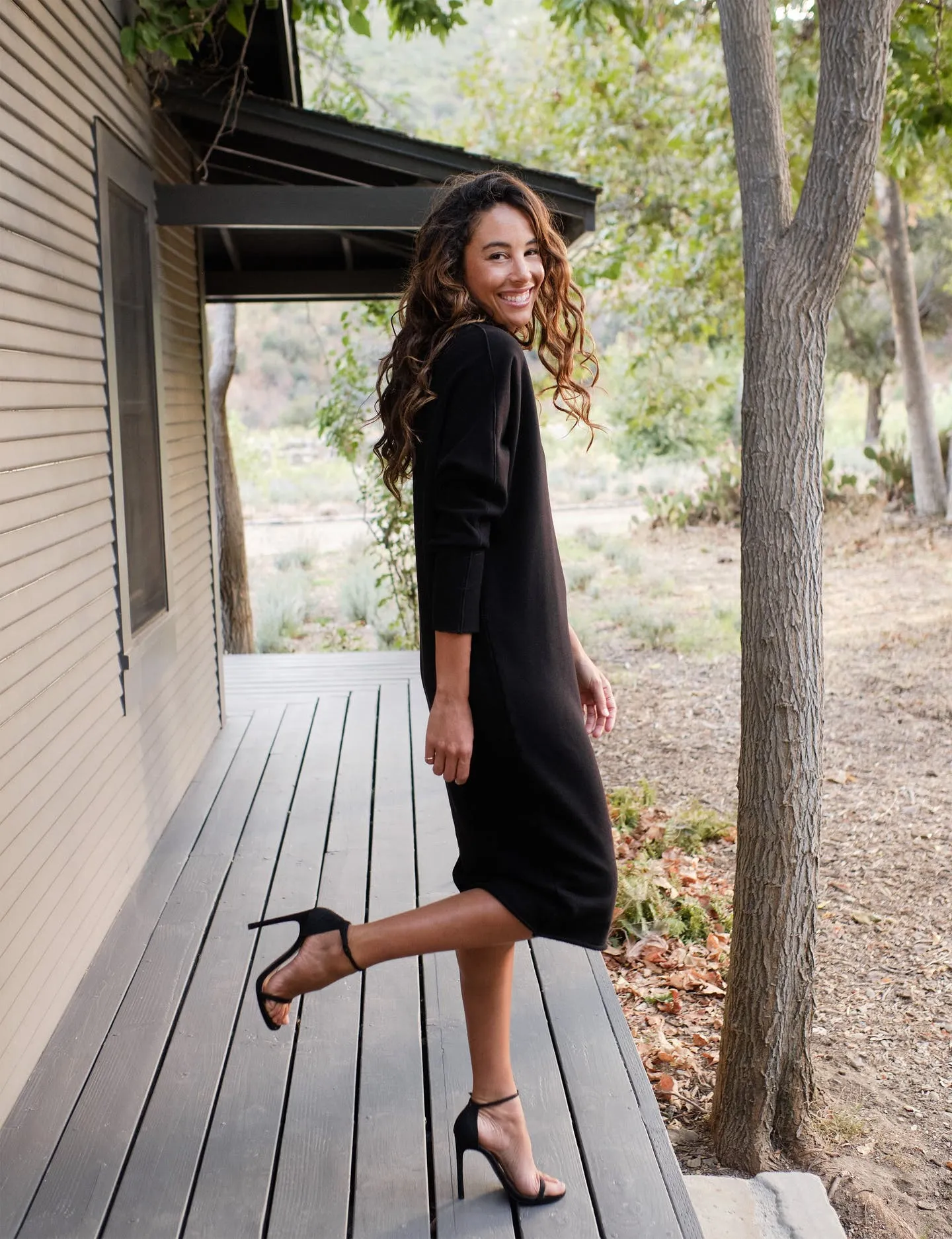 Frank & Eileen - Funnel Neck Dress in Black