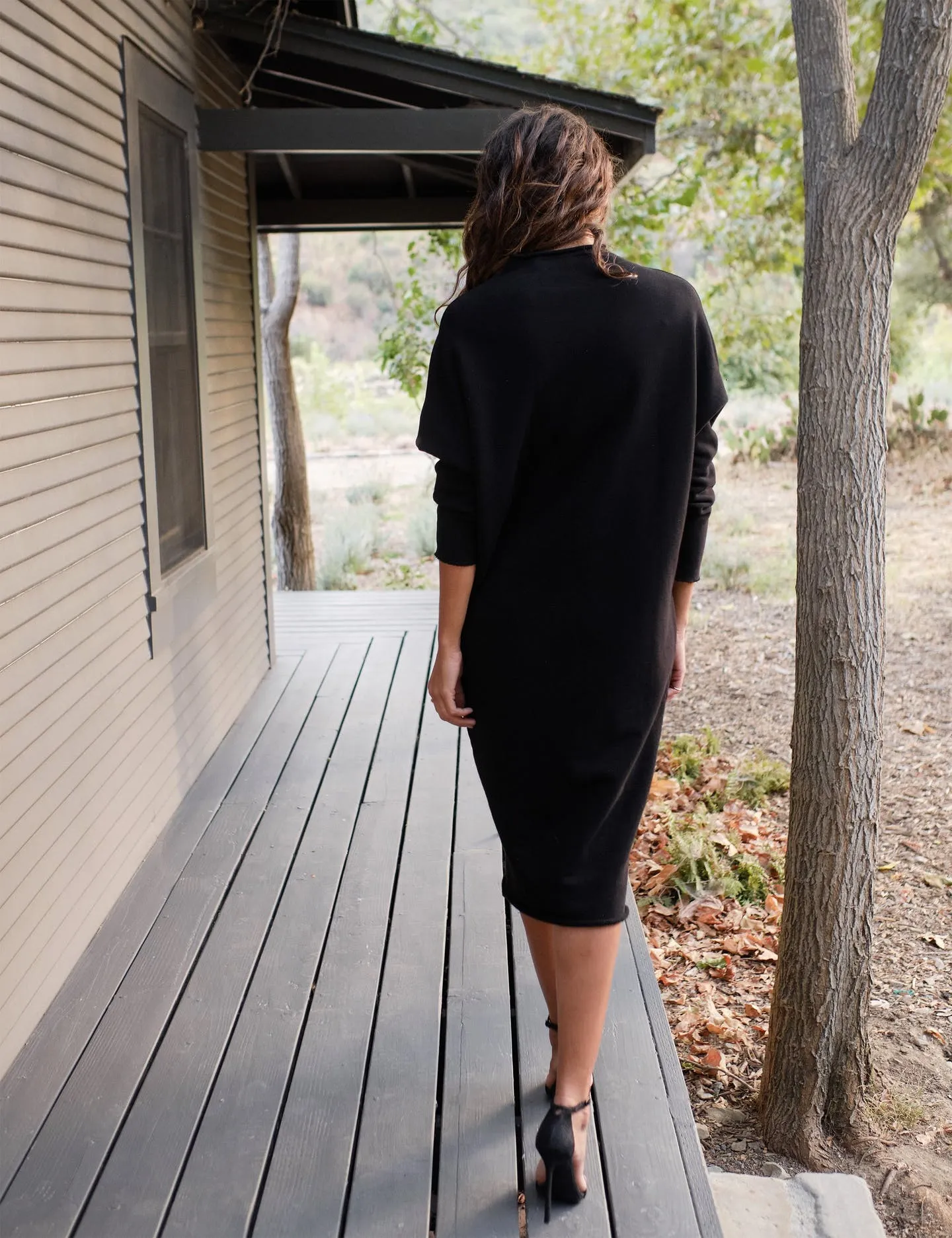 Frank & Eileen - Funnel Neck Dress in Black