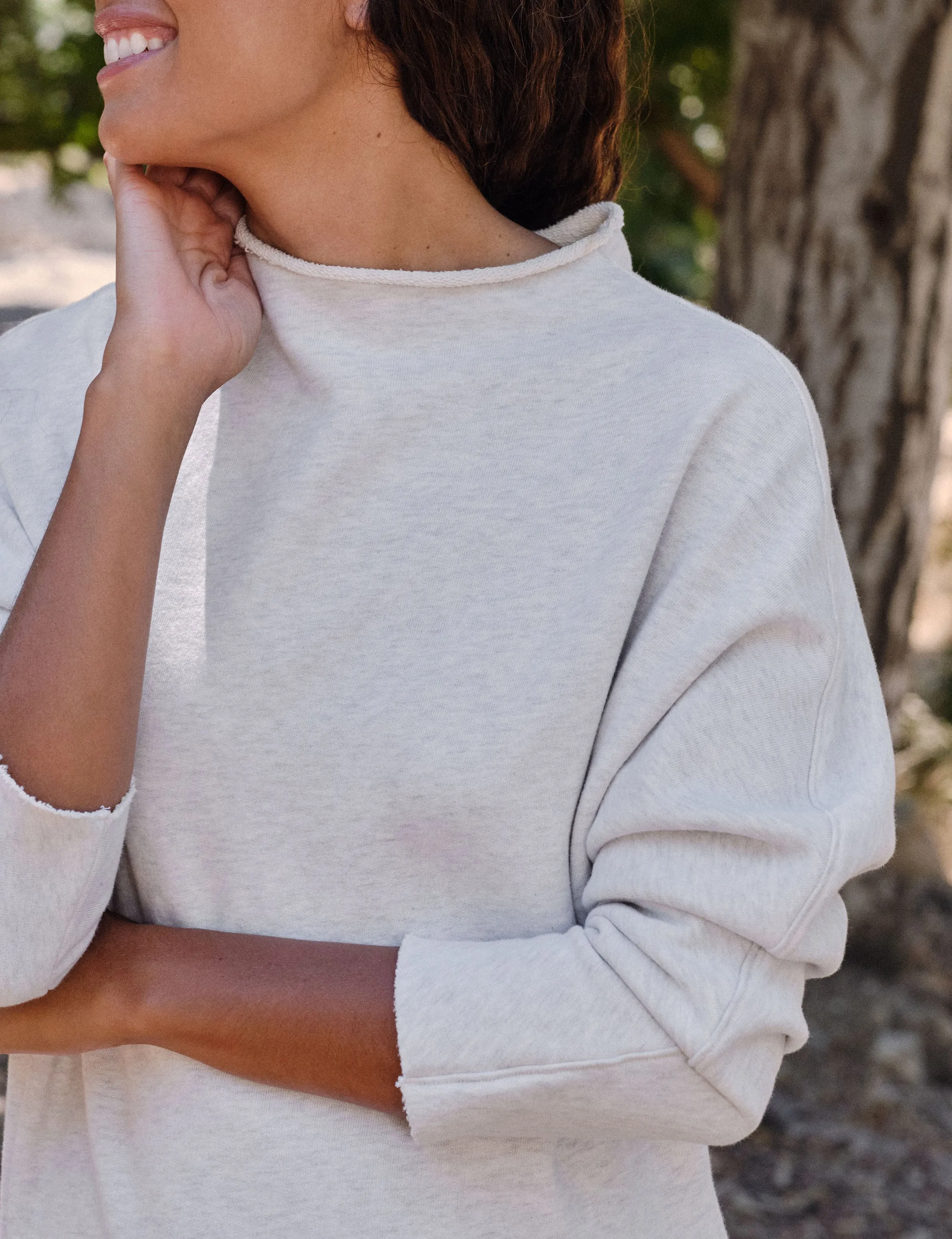 Frank & Eileen - Funnel Neck Midi Dress in Heather White Melange