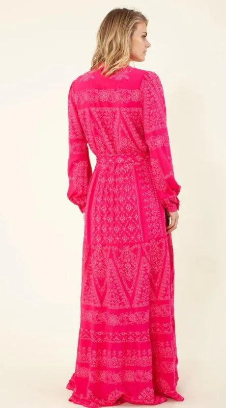 Hale Bob - Lavinia Cranberry Tiered Dress 27NF6327 - last one
