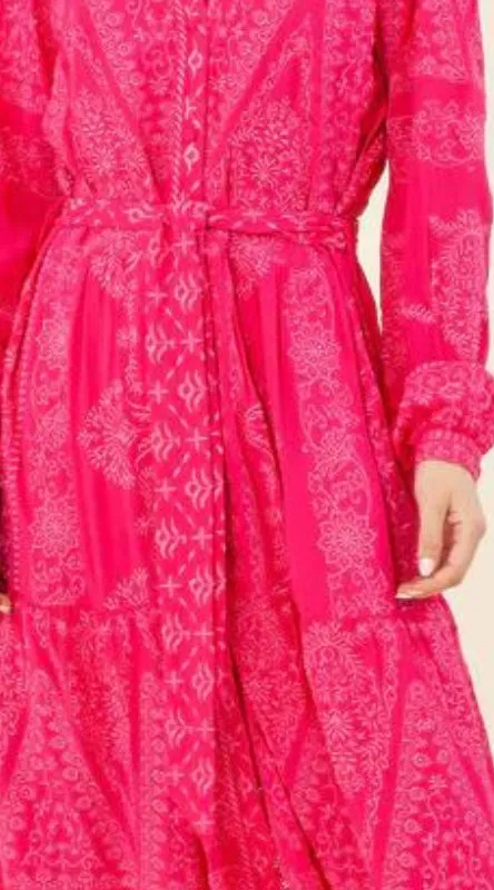 Hale Bob - Lavinia Cranberry Tiered Dress 27NF6327 - last one