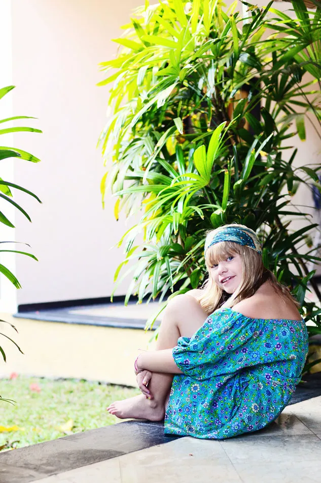 Hera Dress Linen Emerald Dahlia (Older Girls)