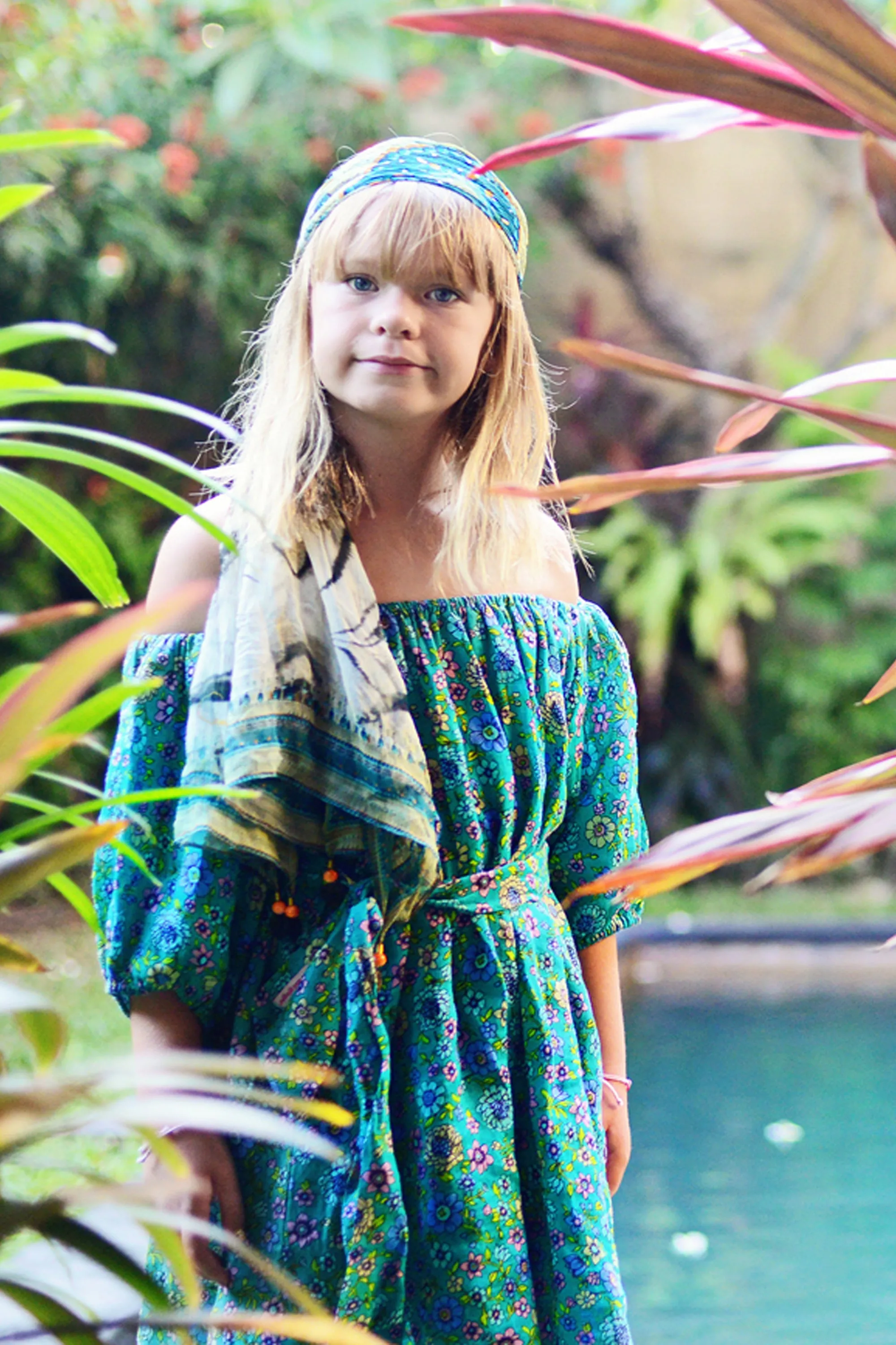 Hera Dress Linen Emerald Dahlia (Older Girls)