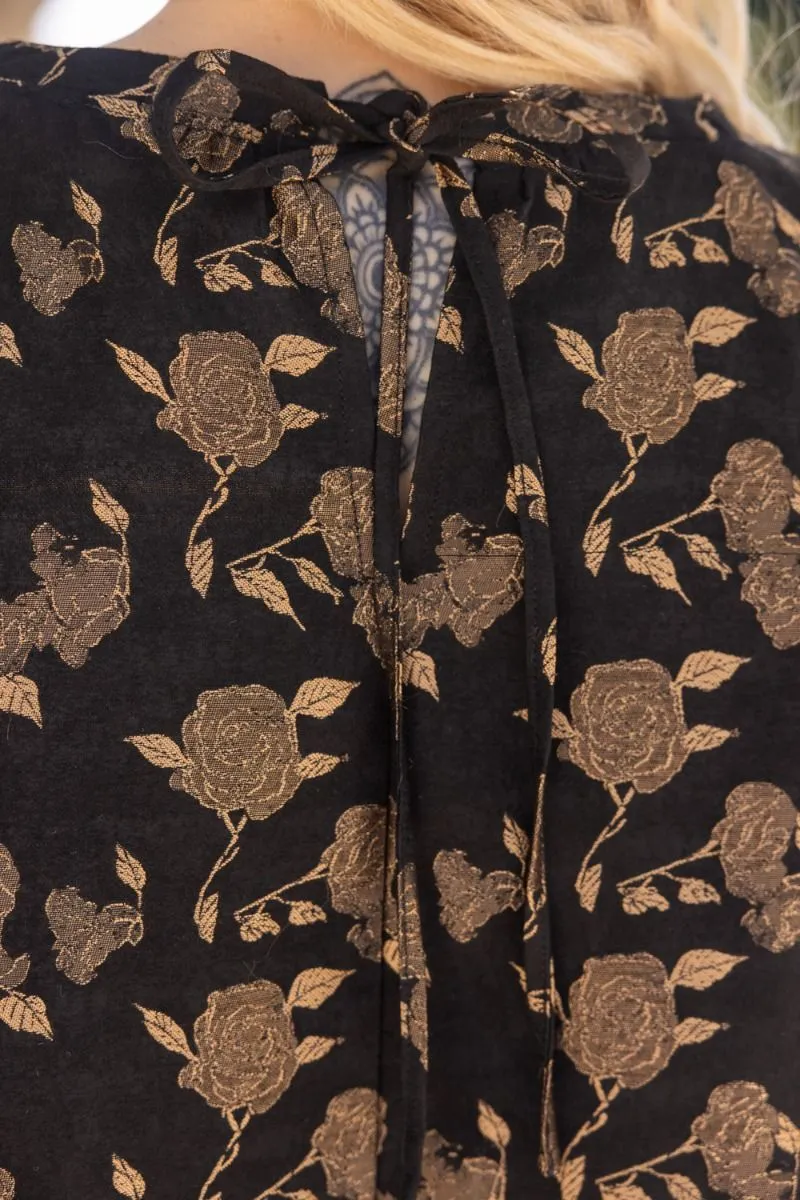 Julian Rose Printed Tier Puff Sleeve VOY Dress