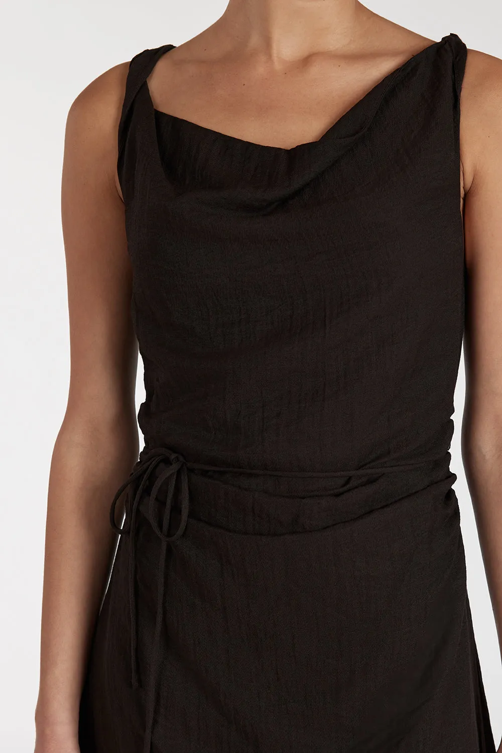 KASEN BITTER CHOC MIDI  DRESS