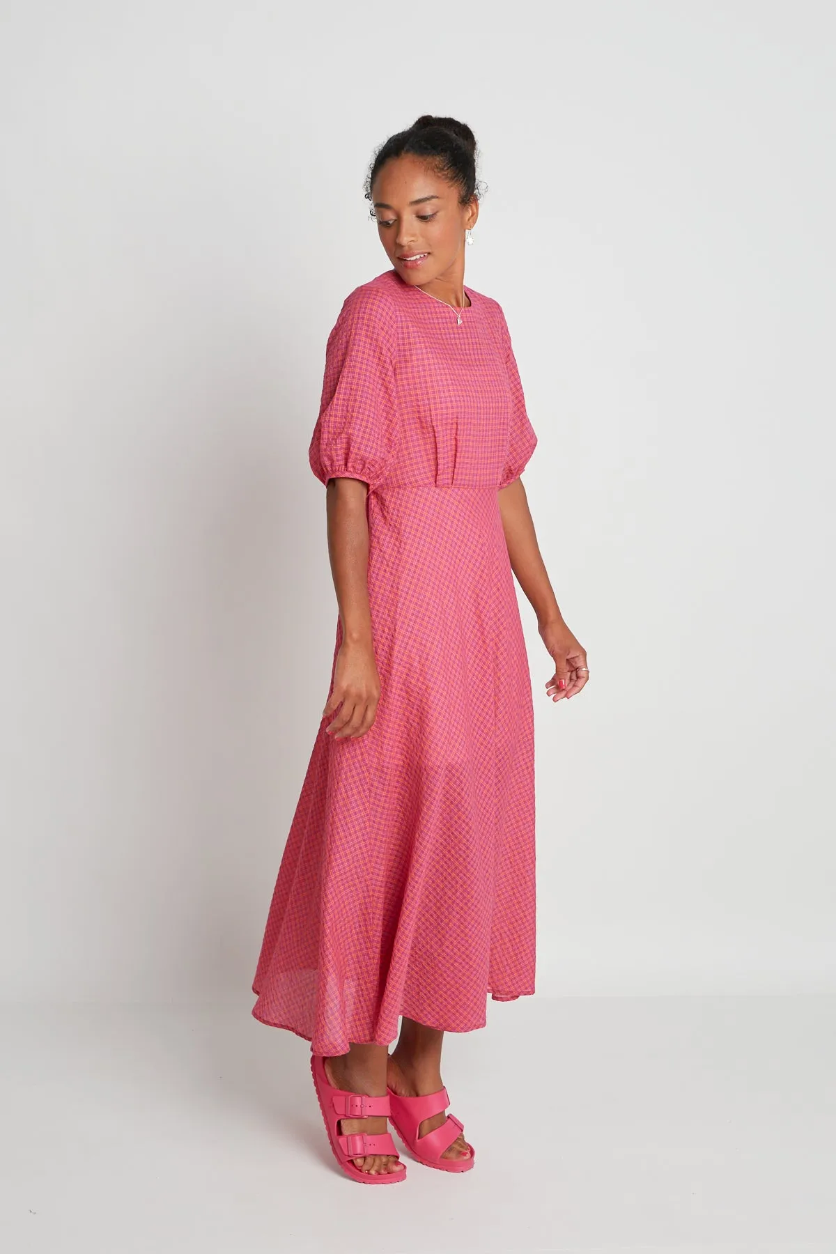 Katherine Dress - Magenta Check