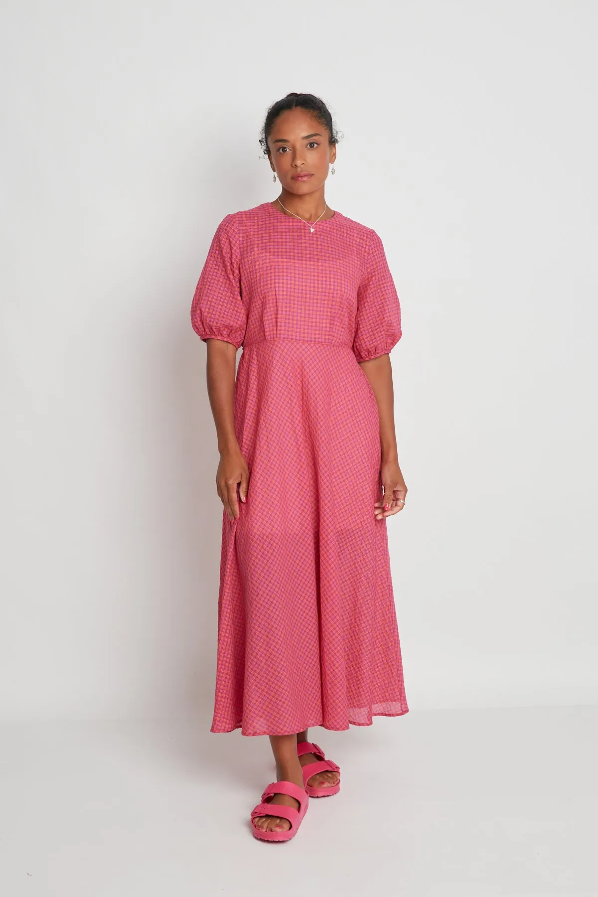 Katherine Dress - Magenta Check