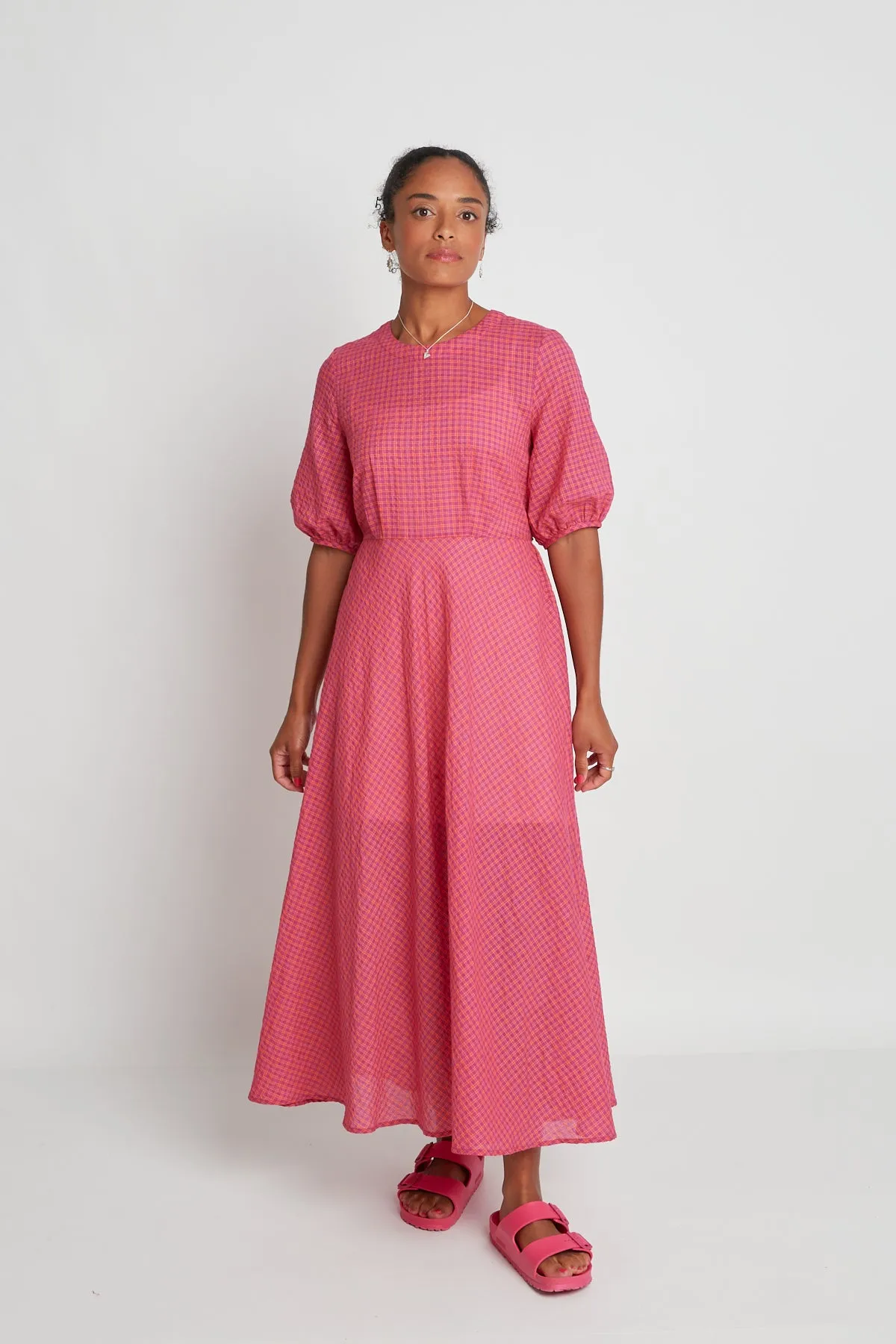Katherine Dress - Magenta Check