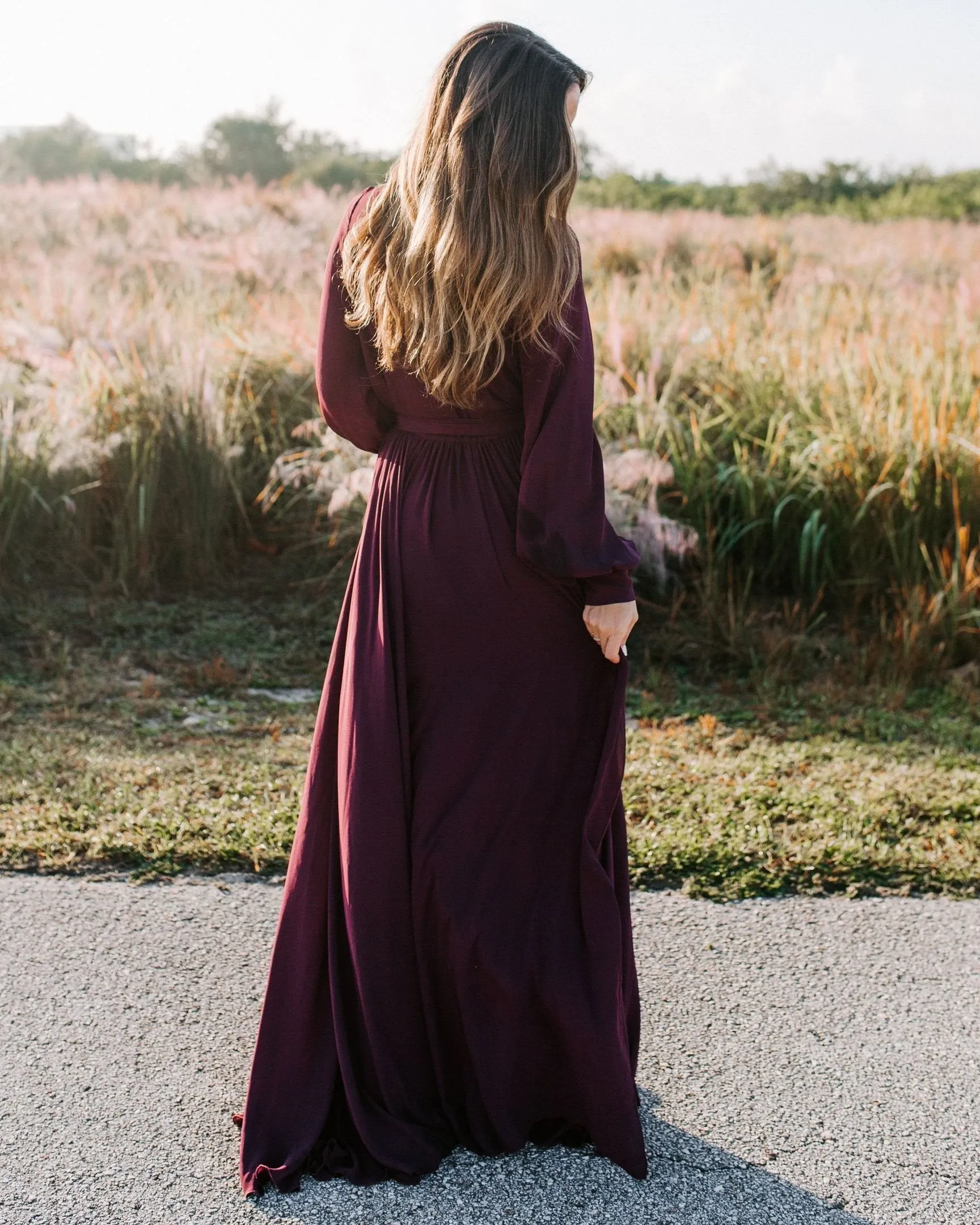Long Sleeve Diana Maxi Dress - Wine - FINAL SALE