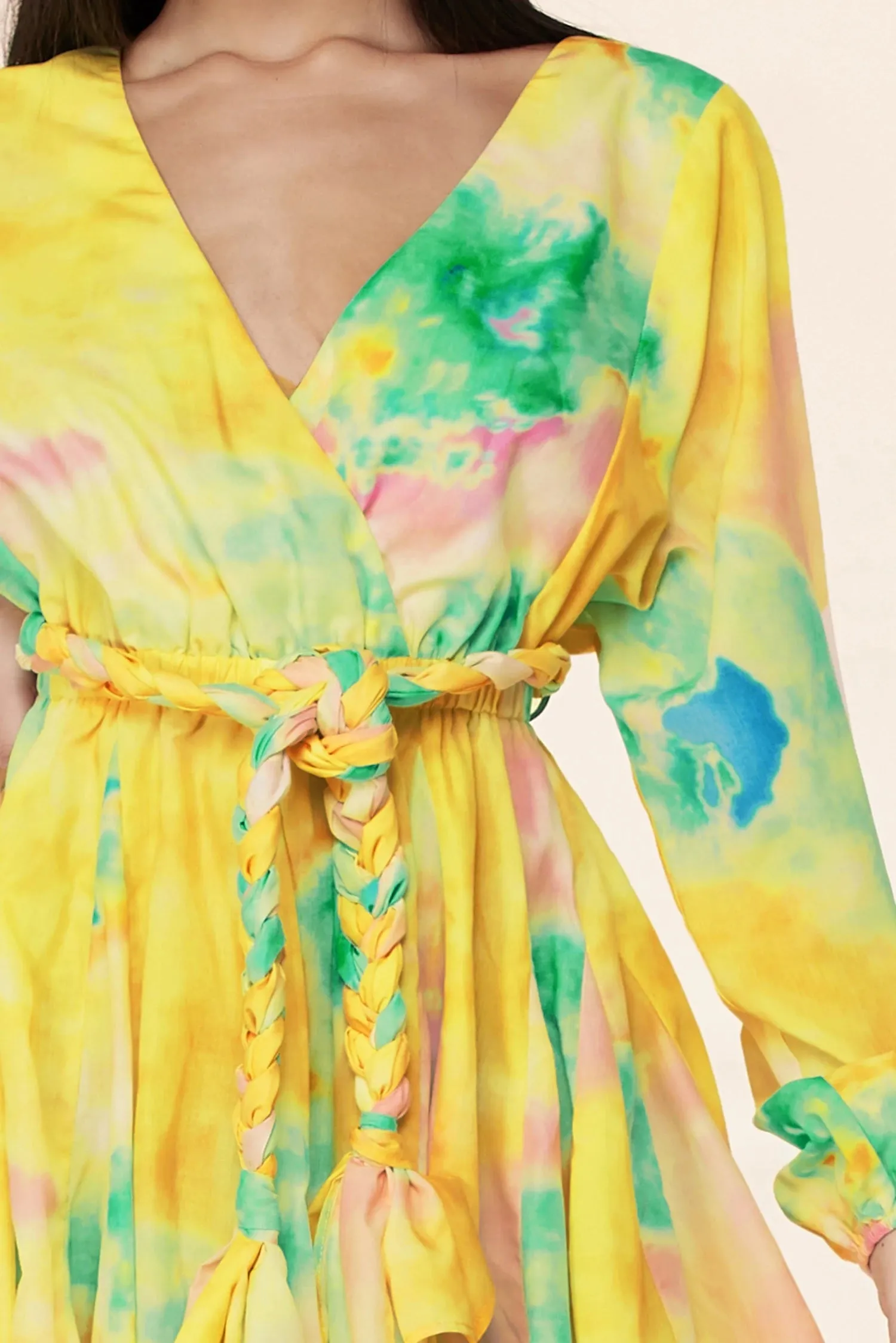 Long Sleeve Multi-Color Tie Dye Mini Dress