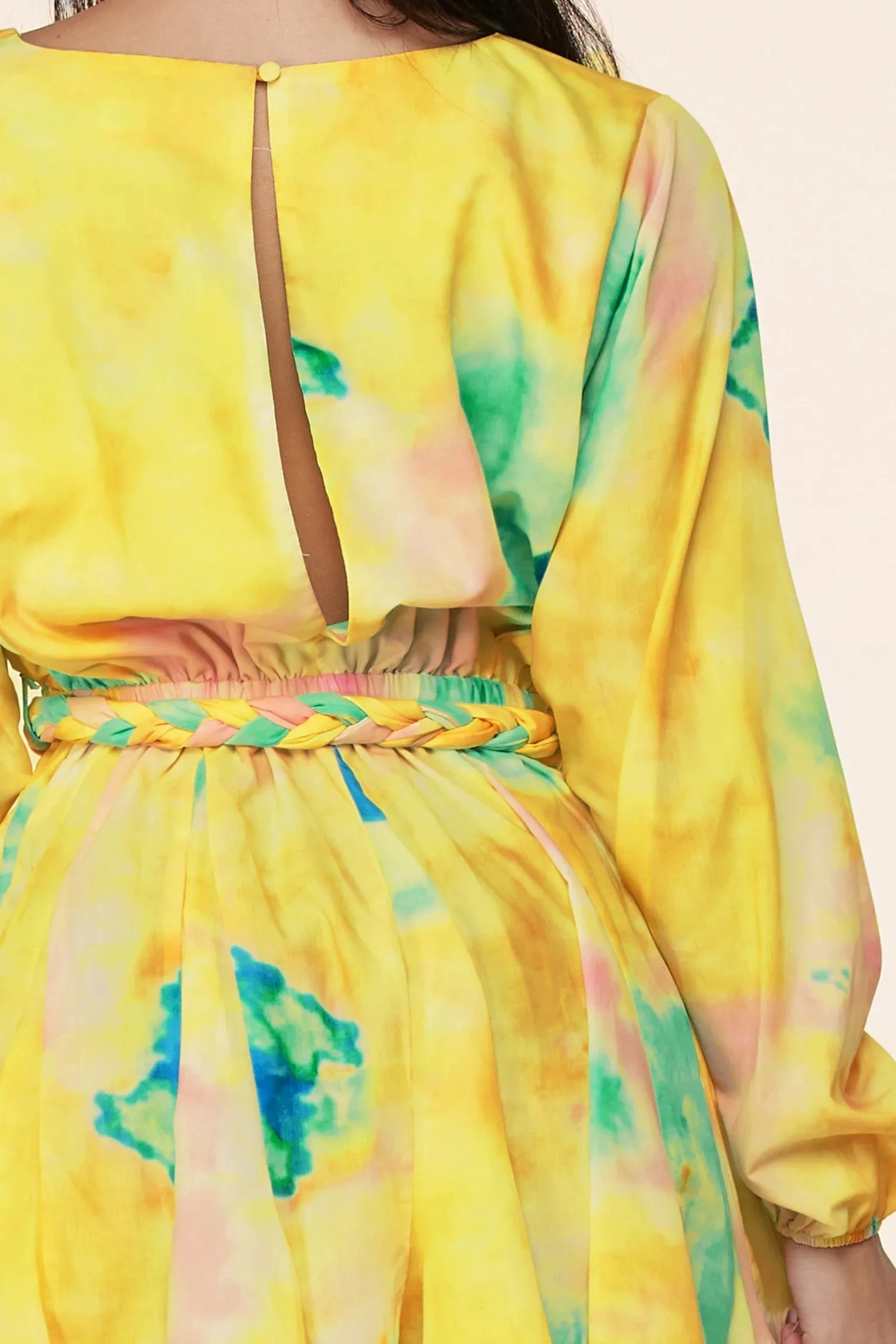 Long Sleeve Multi-Color Tie Dye Mini Dress