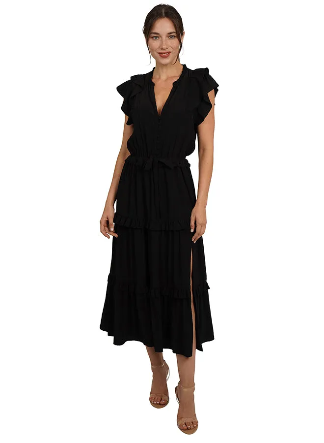 Love Token Tiered Midi Dress BLACK