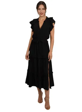 Love Token Tiered Midi Dress BLACK