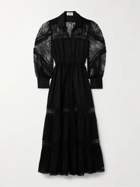 Lucil lace-trimmed cotton-blend maxi dress