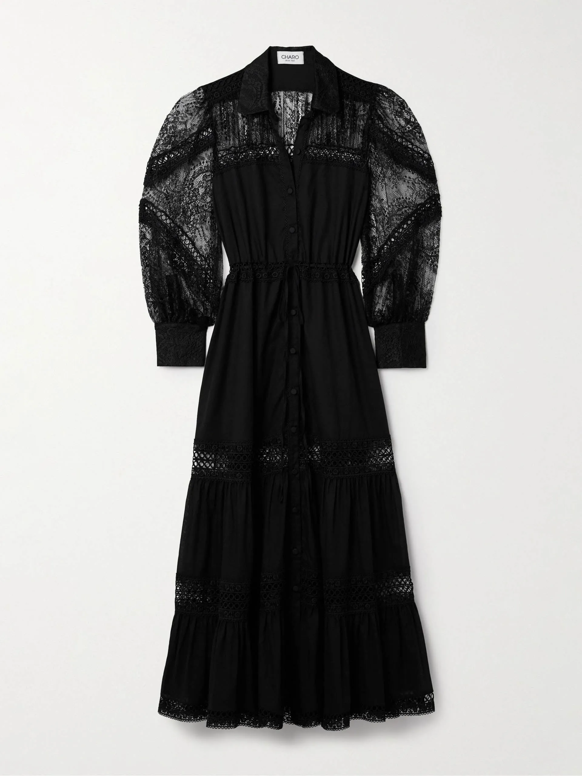 Lucil lace-trimmed cotton-blend maxi dress