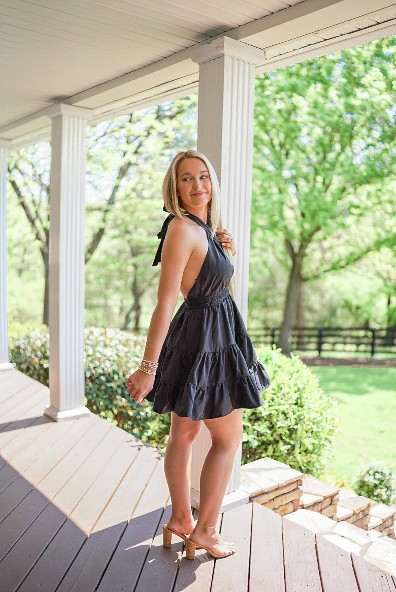 Moonlight Magic Black Halter Dress