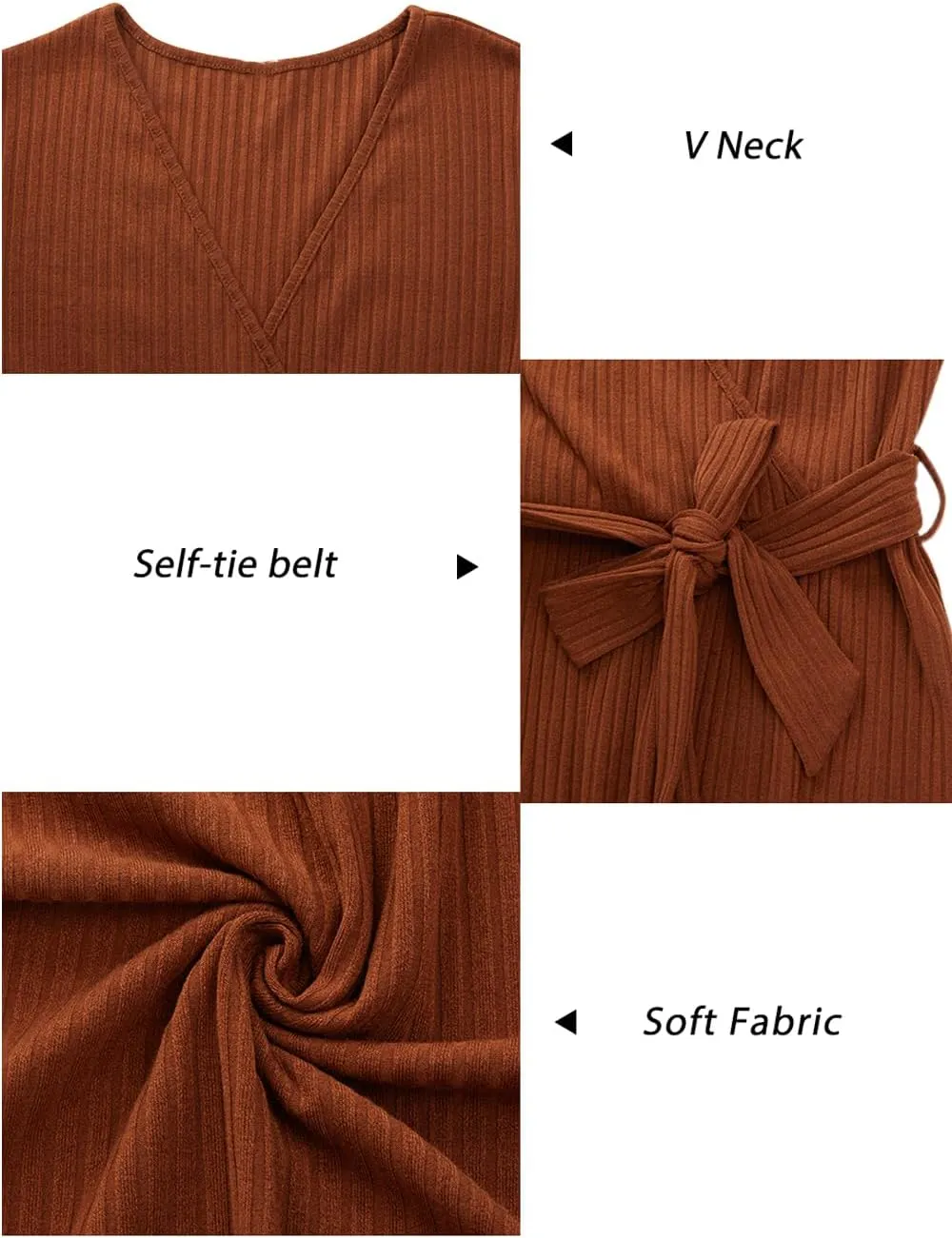 Newshows Womens 2024 Fall Sweater Dress Long Sleeve Business Casual Outfits V Neck Ribbed Knit Belt Trendy with Pockets