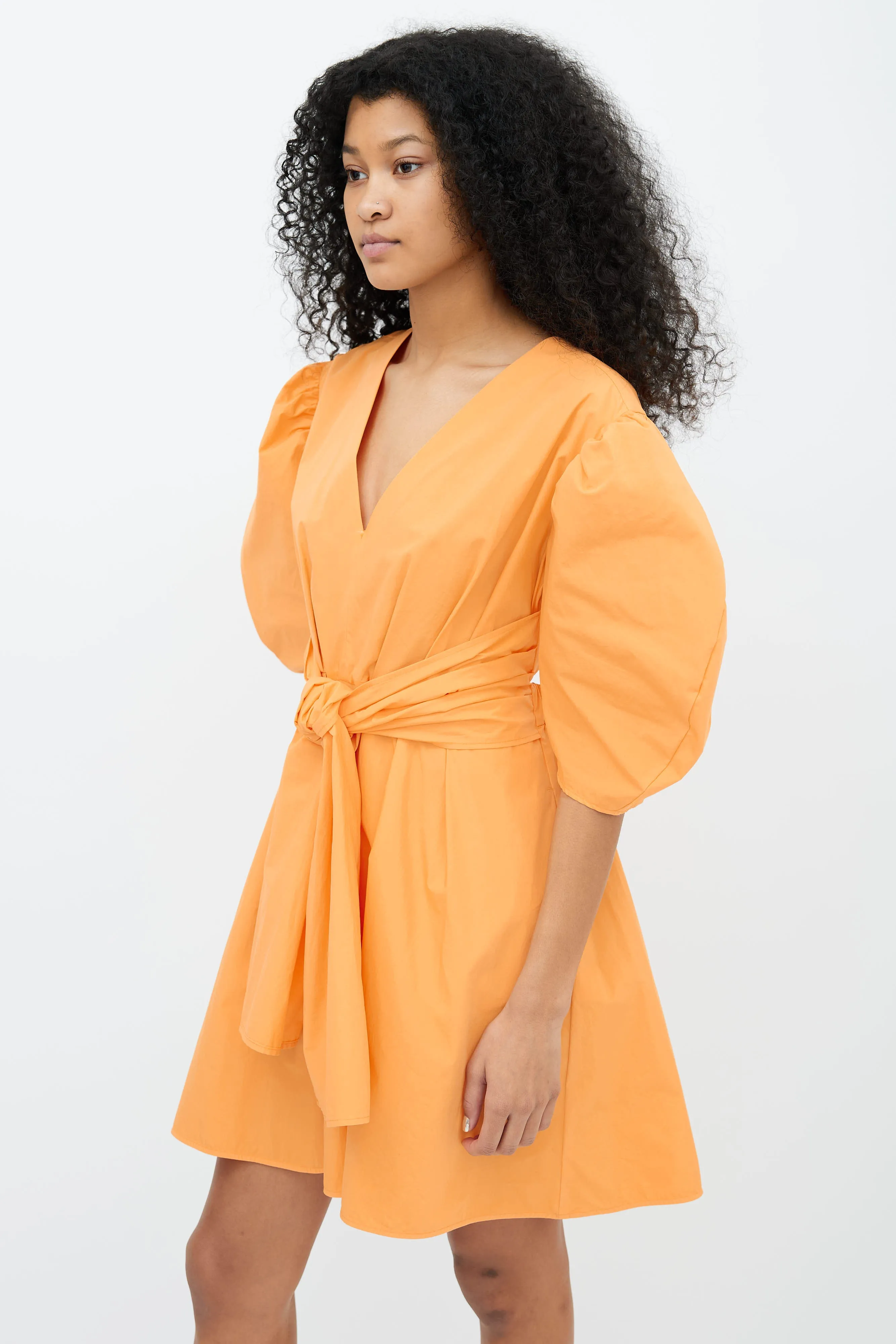 Orange Cotton Open Back Dress
