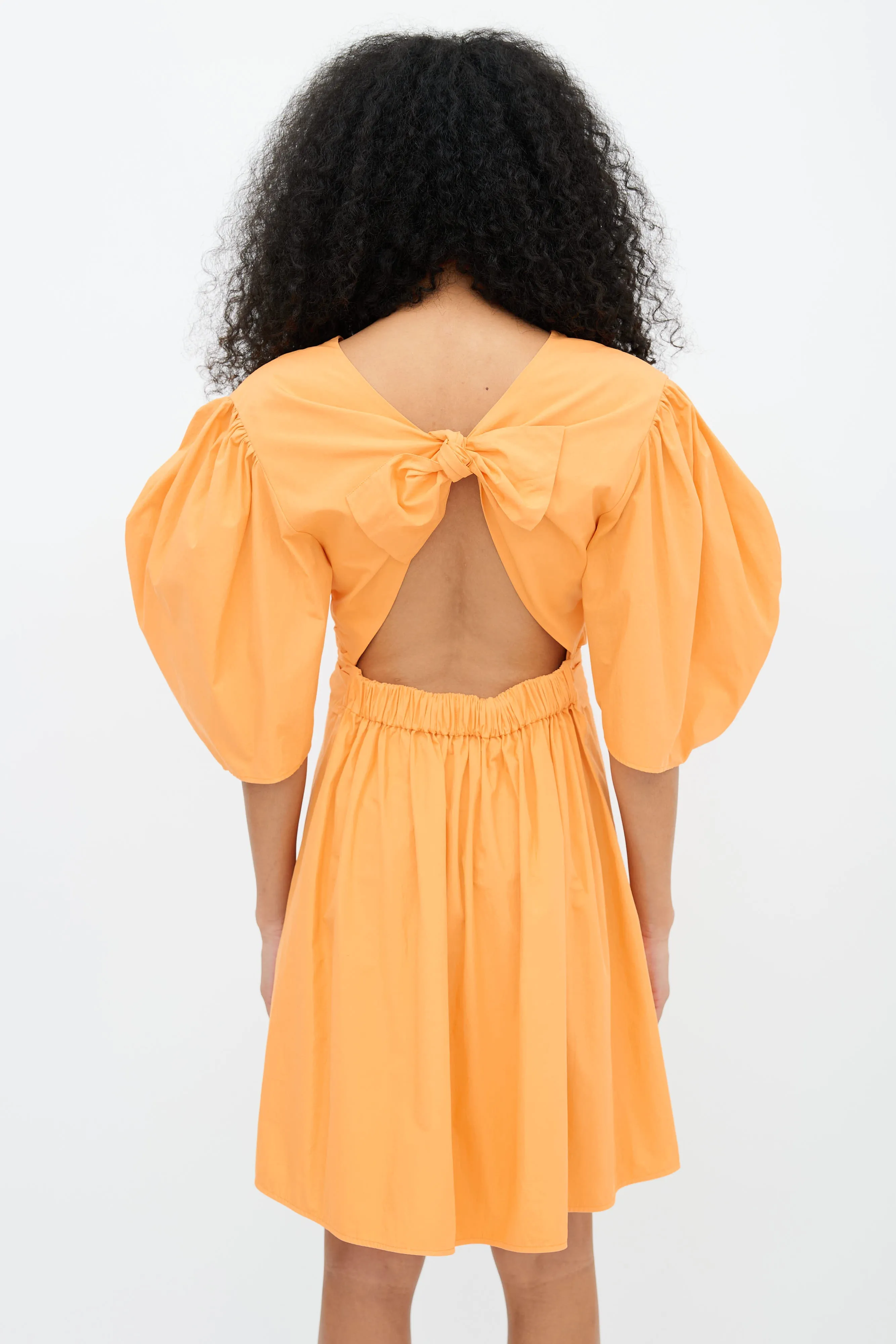 Orange Cotton Open Back Dress