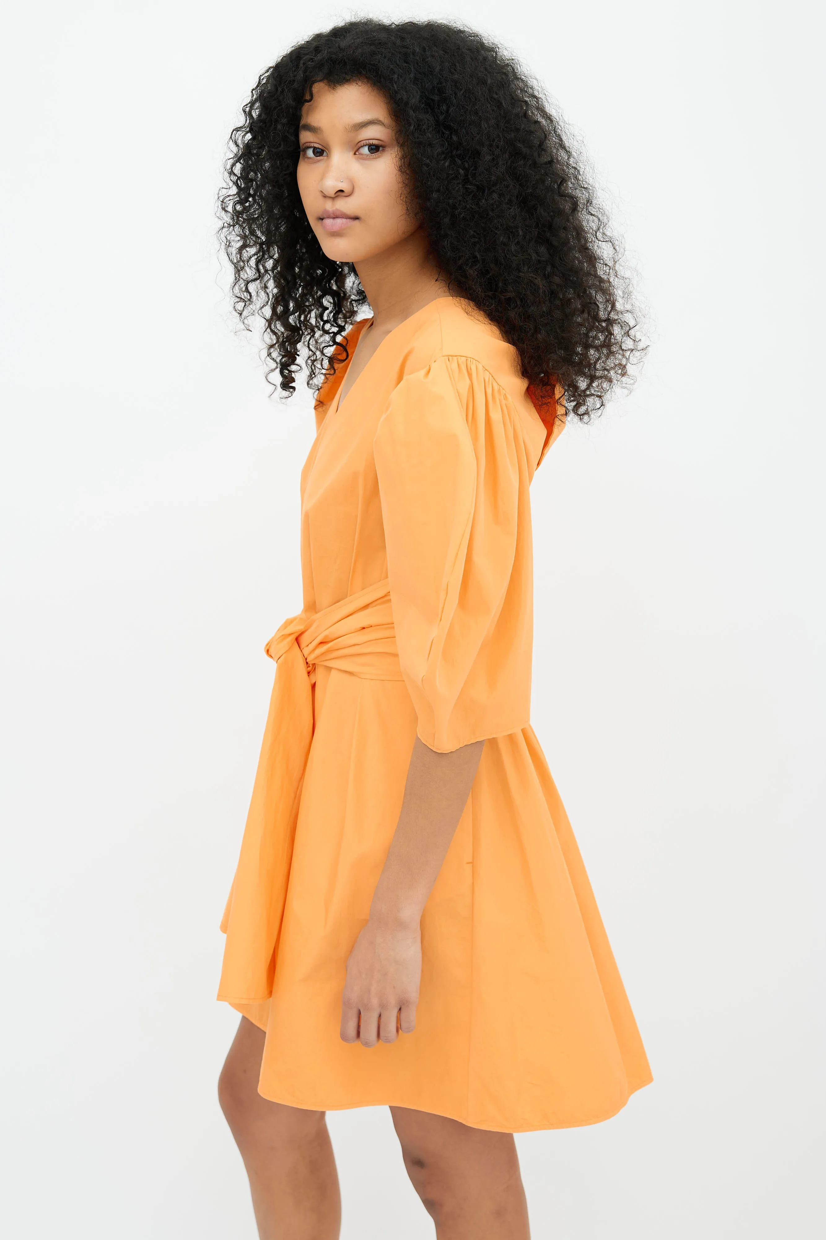 Orange Cotton Open Back Dress