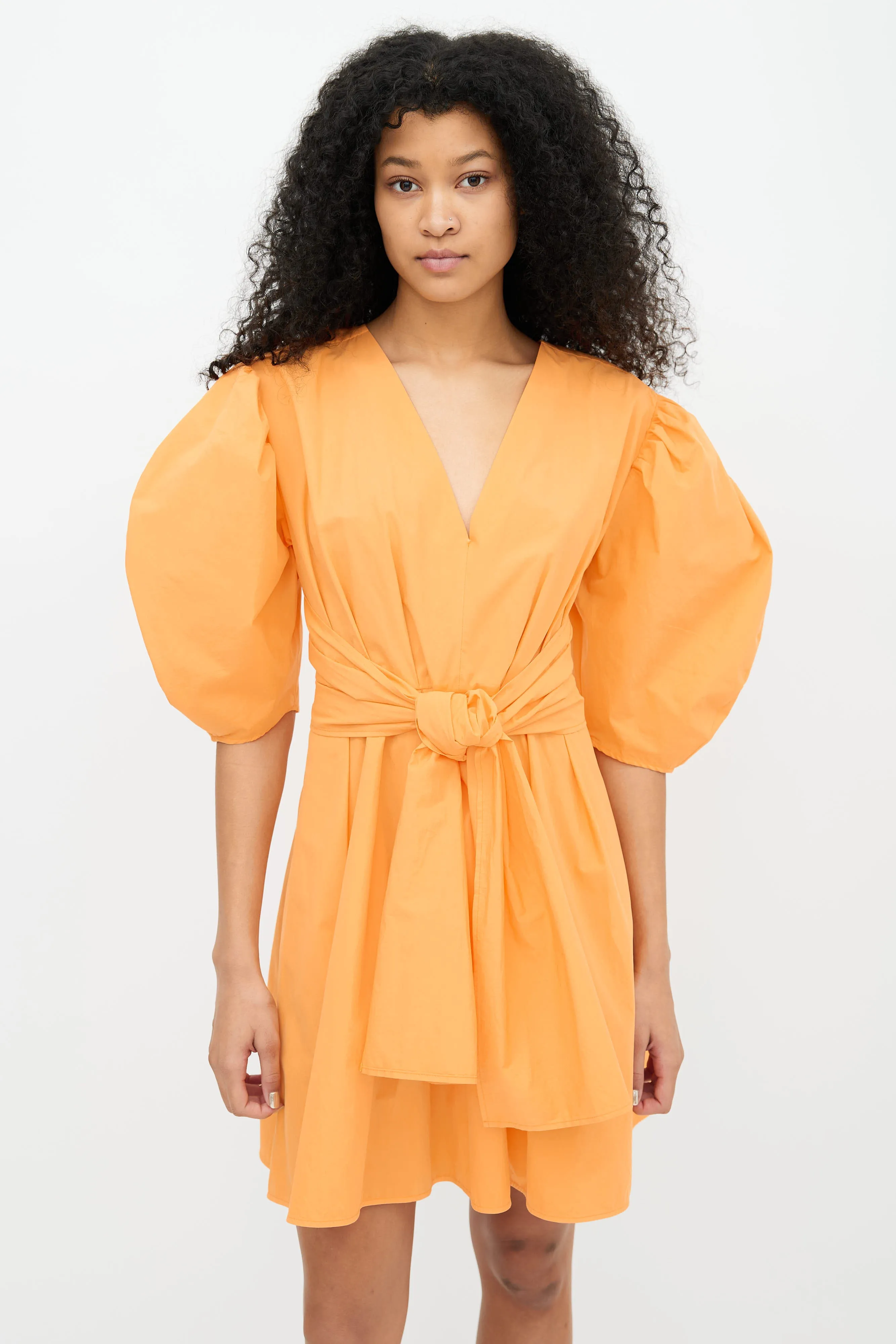 Orange Cotton Open Back Dress
