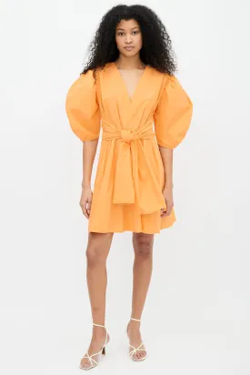 Orange Cotton Open Back Dress