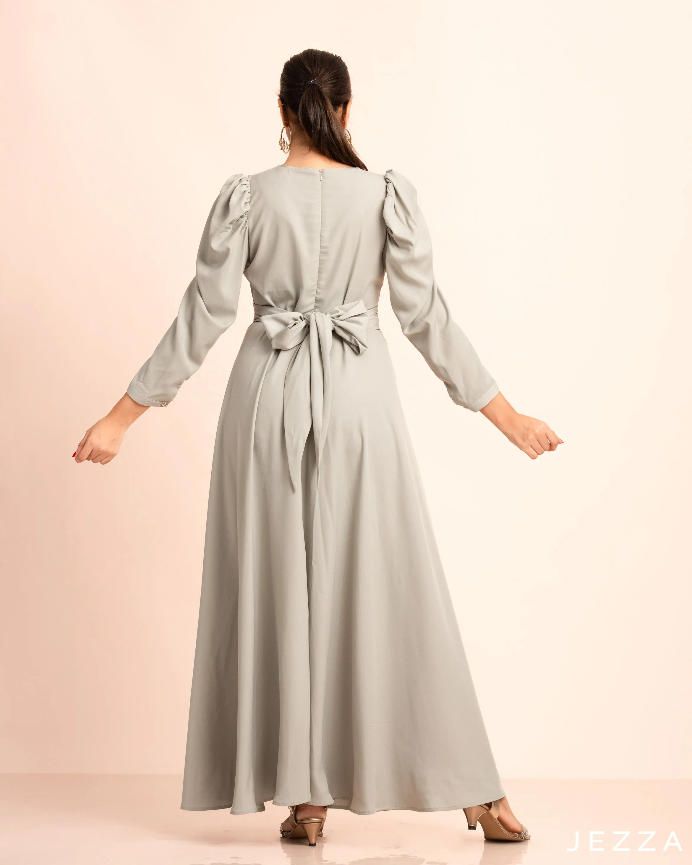 Poly Cotton Dress With A Decorative Belt 58022