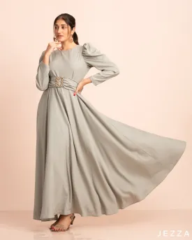 Poly Cotton Dress With A Decorative Belt 58022