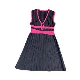 Pre Order:  Sleeveless Waist Color Blocking Deep V Camisole Knitted Pleated Dress