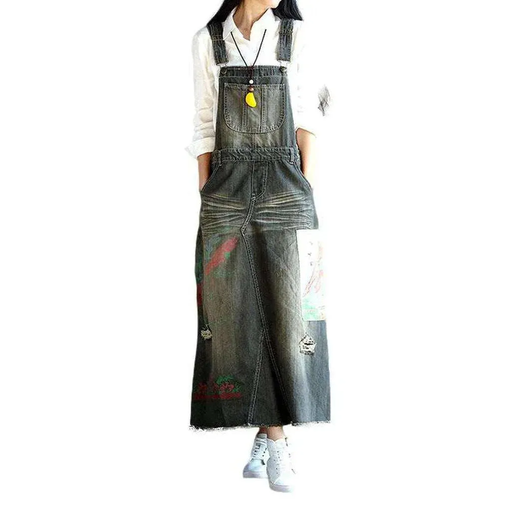 Printed street jean dress
