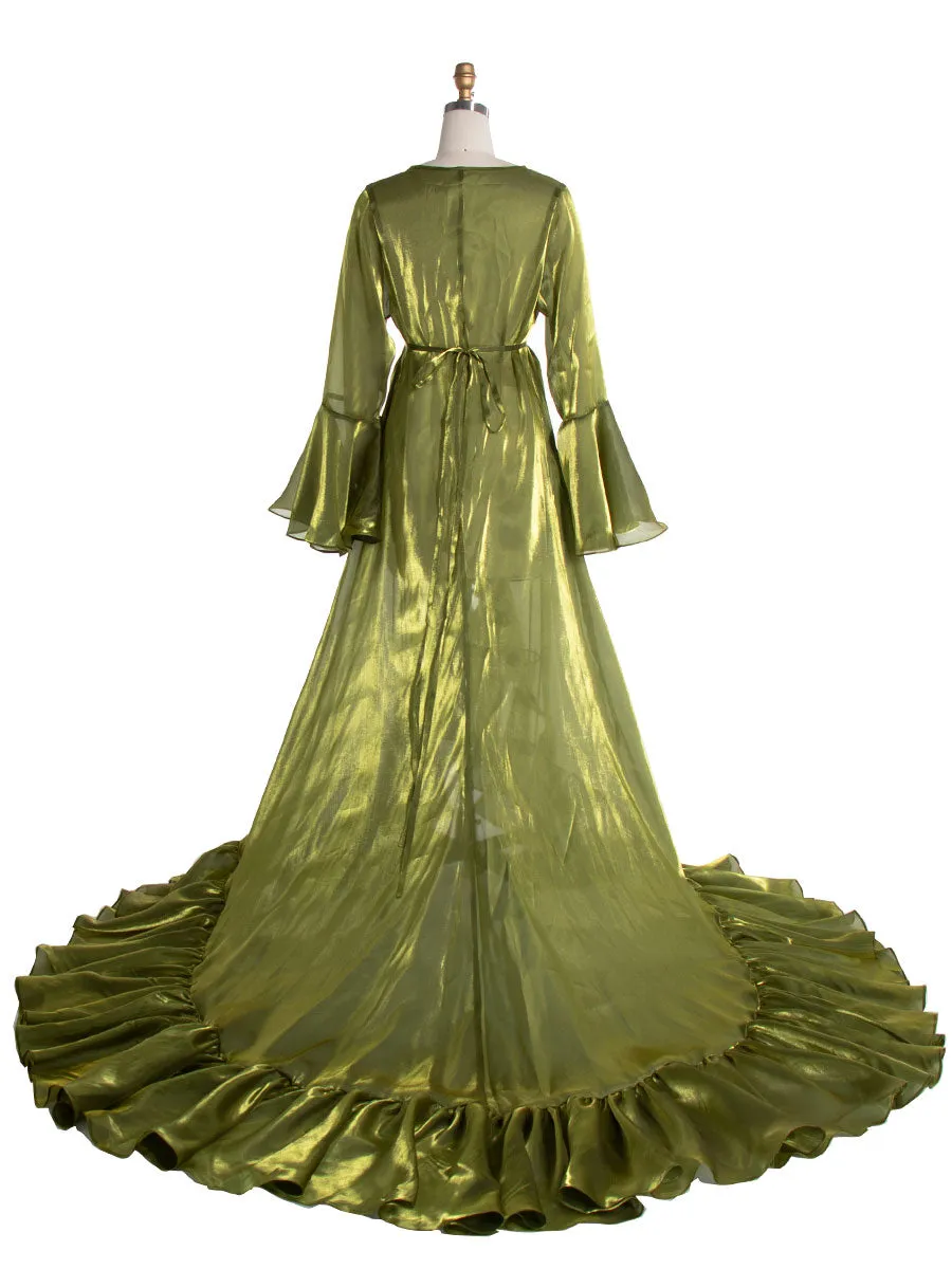 Ruffles Flar Sleeves Maternity Photoshoot Dress Pregnancy Dresses for Photo Shoots YW240524