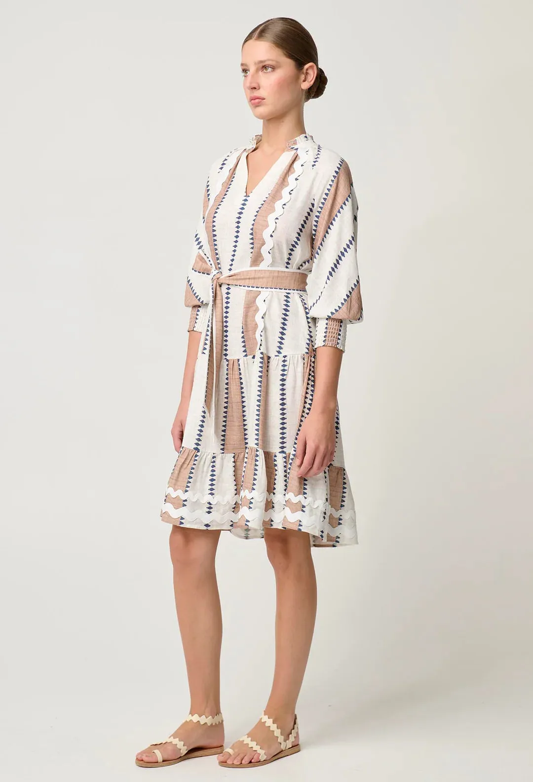 Sanibel Linen Viscose Dress in Cayman Stripe