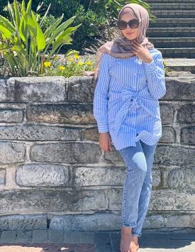 Striped Waist Tie Shirt