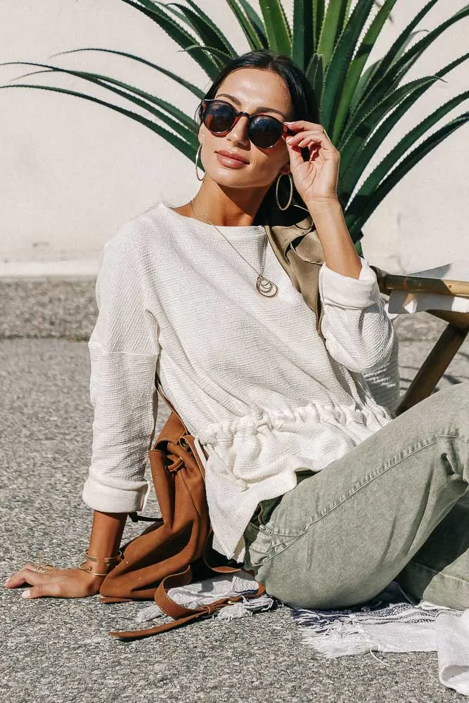 Textured Cinch Waist Top