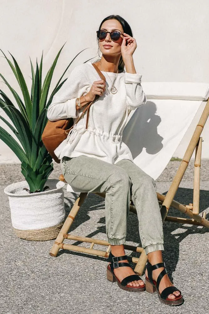Textured Cinch Waist Top
