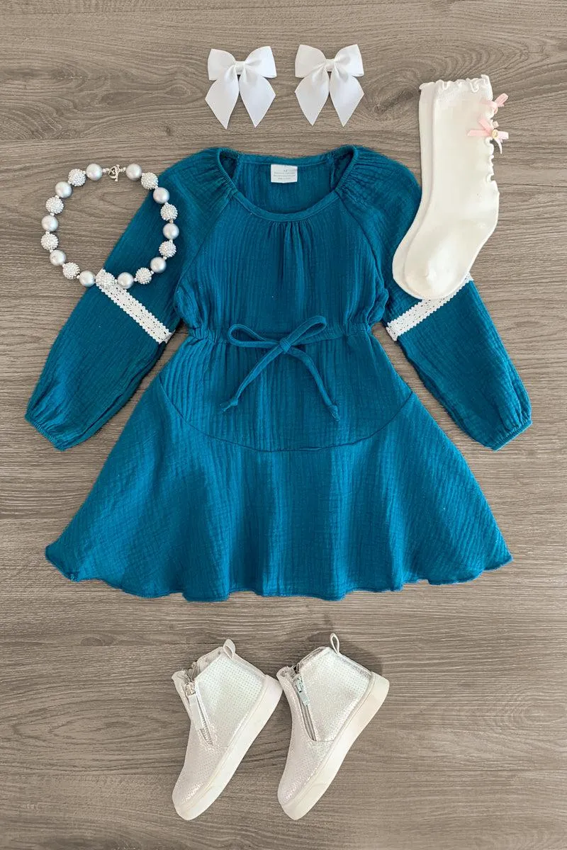 Tie Lace Long Sleeve Dress