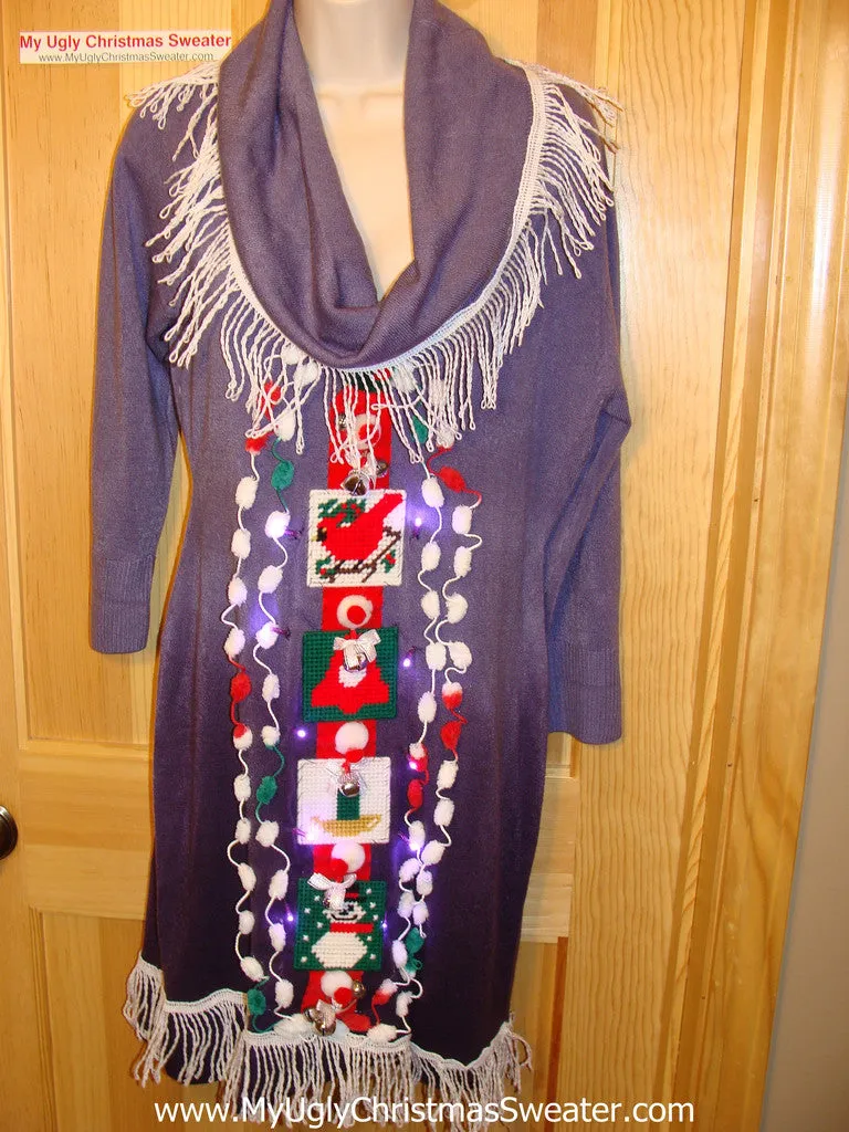 Ugly Christmas Sweater Party Tacky Dress with Lights (d29)