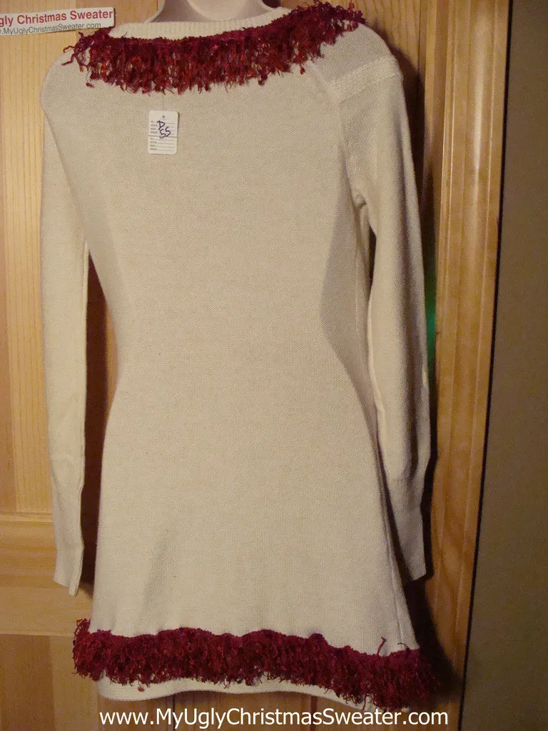 Ugly Christmas Sweater Party Tacky Dress with Puffy Santa and Lights (d55)