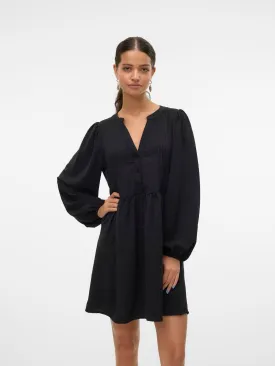 V-Neck Waisted Long Sleeve Dress