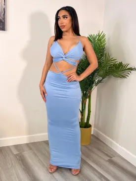 Valeria Halter Dress (Sky Blue)