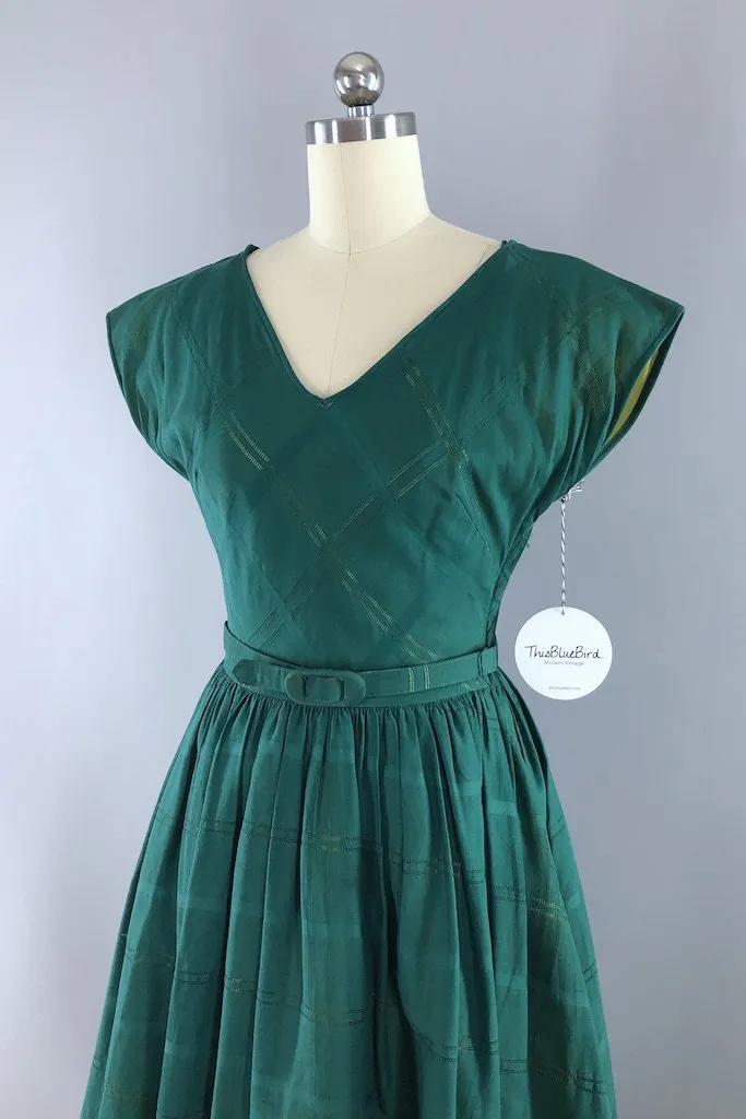 Vintage Forest Green Day Dress