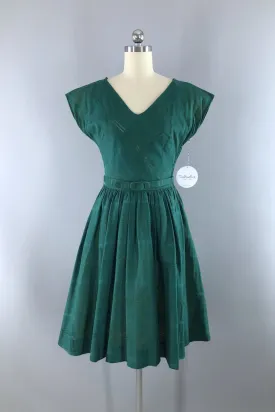 Vintage Forest Green Day Dress