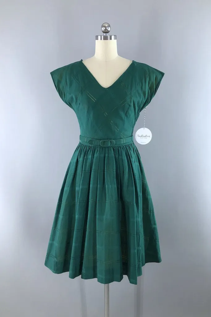 Vintage Forest Green Day Dress