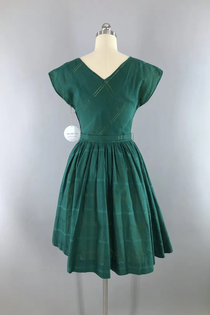 Vintage Forest Green Day Dress