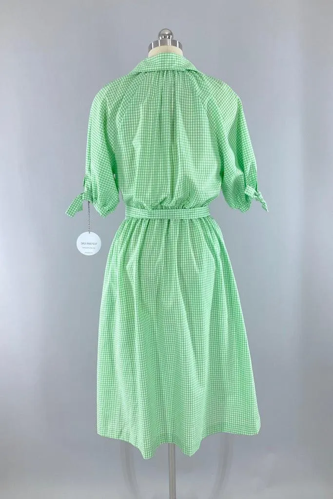 Vintage Green Gingham Dress