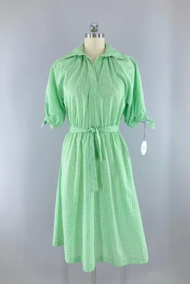 Vintage Green Gingham Dress