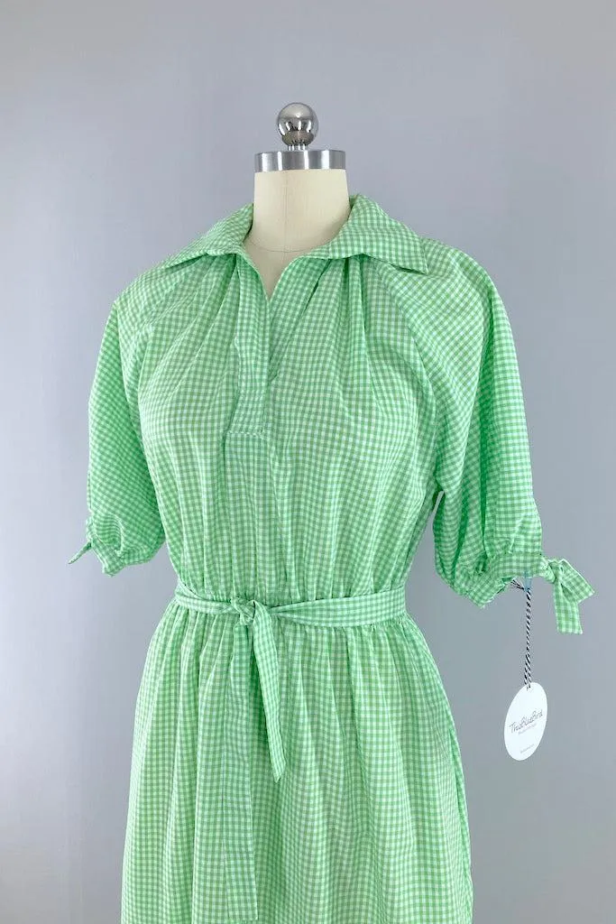 Vintage Green Gingham Dress